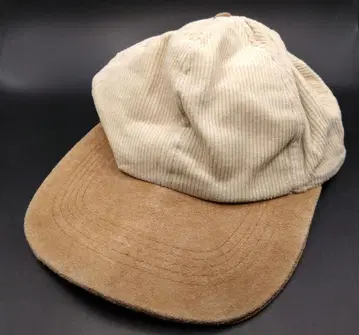80s 90s 코듀로이 캡 모자 천연 가죽 6 패널