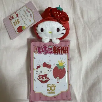 딸기 신문 마스코트 부착 클리어 케이스 키티