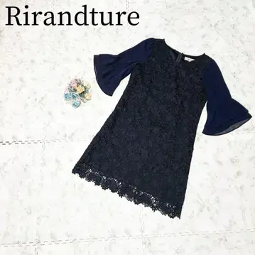 Rirandture*3D 플라워 레이스 쉬폰 플레어 소매 미니 원피스 2