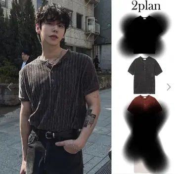 2plan 리브 벨로아 버튼 반팔 그레이