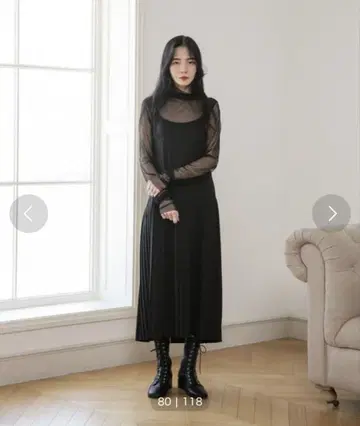 UNE MANSION 시스루 커프스 셔링 하이넥 이너