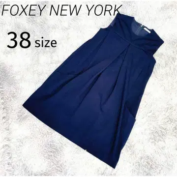 [ 새상품급 ] FOXEY NEW YORK 원피스 네이비 38 무릎 기장