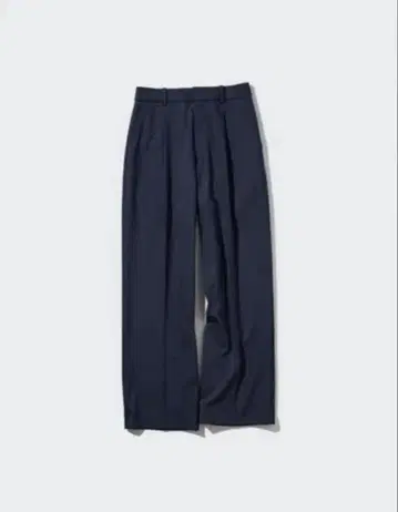 UNIQLO 턱 와이드 팬츠 네이비 스트라이프 XS