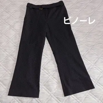 피노레 스트라이프 와이드 팬츠 벨트 포함