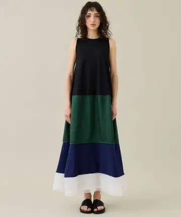 UN3D 패브릭 믹스 보더 원피스