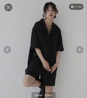 [ 새상품급 ] hellam 크레이프 셔츠 올인원 블랙