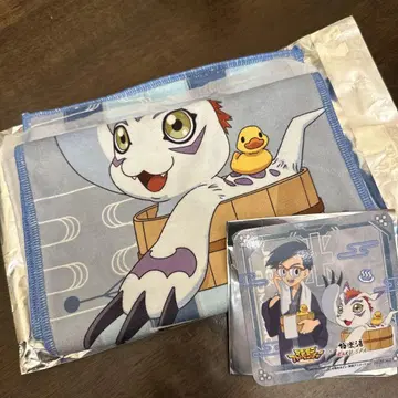 디지몬 어드벤처 극락탕 콜라보 타월 코스터 키도 죠 & 고마몬