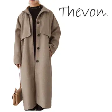 미사용 새상품 Thevon 페이크 울 파이핑 스탠드 카라 코트