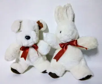 봉제 인형 토끼 강아지 2체 세트 쇼와 레트로 빅 사이즈