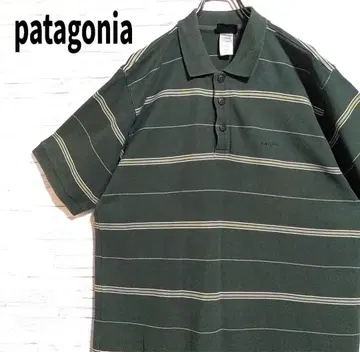 patagonia 피케 셔츠 반팔 보더 원 포인트 로고 자수 올 패턴