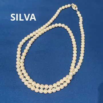 실버 옅은 핑크 펄 이중 목걸이 SILVA