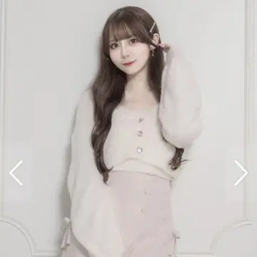 pium 하트 비쥬 페더 니트 가디건 세트 화이트