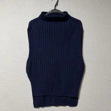 Gabardine K.T 리브 슬리브리스 니트 네이비