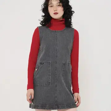 TINA: JOJUN 데님 오버롤 스커트 그레이