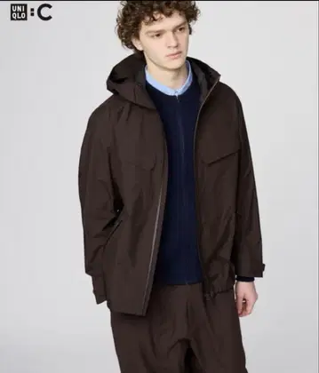 유니클로 UNIQLO C 블록테크 후드티 브라운 M 사이즈