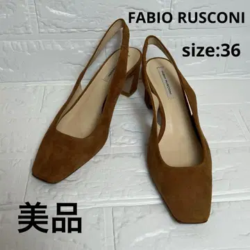 새상품급 FABIO RUSCONI 스퀘어토 슬링백 펌프스