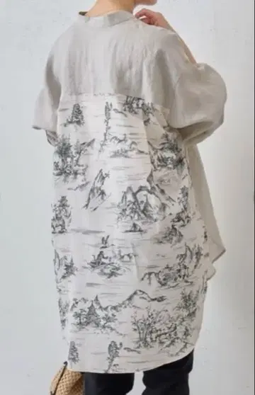 BEARDSLEY 시노쿠 프린트 밴드 카라 셔츠