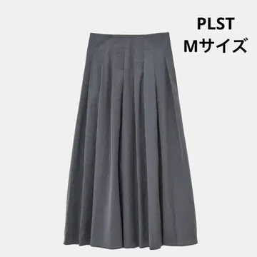 PLST 하이 스트레치 나일론 턱 플레어 스커트