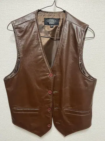 HORN WORKS 가죽 베스트 M 브라운