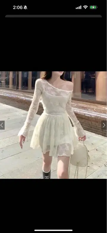 레이스 오프숄더 미니 원피스
