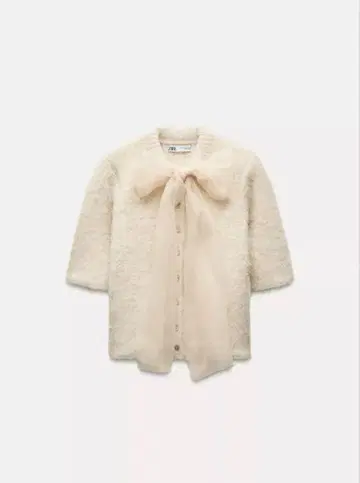 [ 택 포함 새상품 ] ZARA 오간자 리본 니트탑