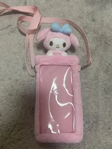 마이멜로디 마스코트 부착 스마트폰 파우치 핑크