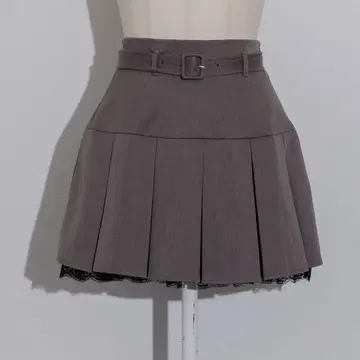 pium 벨트 포함 플리츠 프릴 미니 스커트