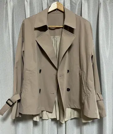 숏 기장 트렌치코트 핑크 베이지