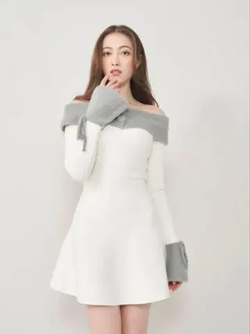 오프숄더 니트 원피스