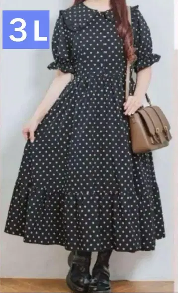 아오키 미사코 시마무라 원피스 블랙 도트 3L