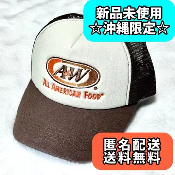오키나와 한정판 A&W 로고 자수 메쉬 캡 브라운 정품 엔더