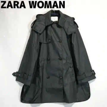 ZARA 후드 부착 트렌치코트 롱 코트 다크 그린 짙은 녹색 자라