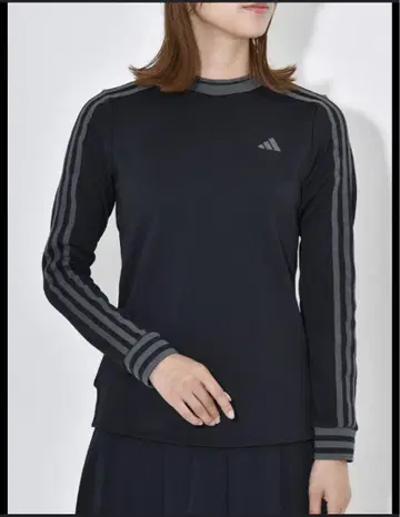 adidas 골프/보온 쓰리 스트라이프 모크넥/긴팔 셔츠/XS