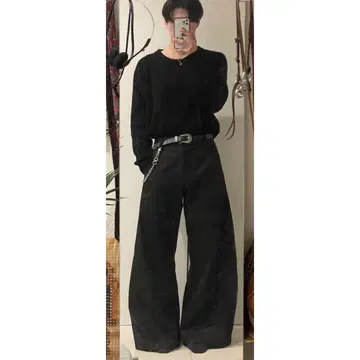 변형 팬츠 블랙 변형 와이드 슬랙스 디자인 팬츠