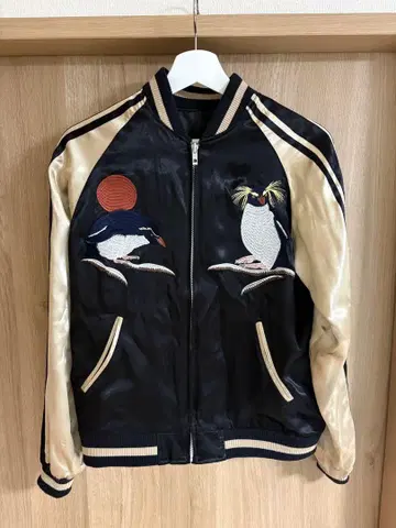 새상품급 블랙 스카잔 레어 펭귄 자수