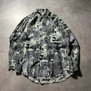 빈티지 올 패턴 실크 디자인 레트로 아트 패턴 스다 마사키 셔츠