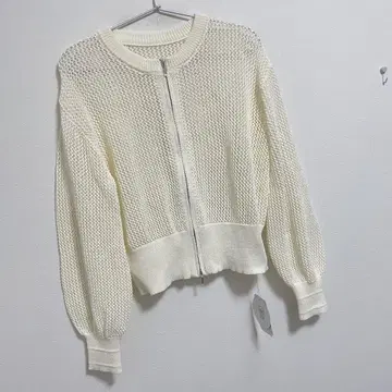 어반 리서치 서니 라벨 지퍼 메쉬 가디건