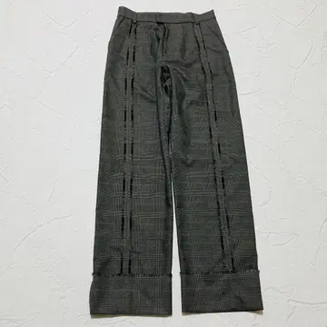 PAMEO POSE 체크 무늬 와이드 팬츠 센터 프레스