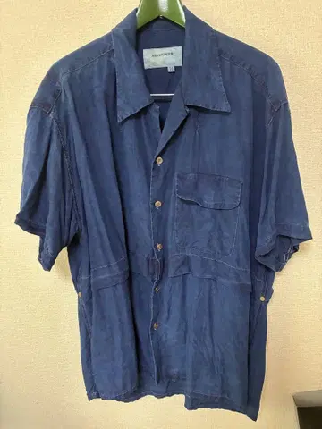 ANACHRONORM 오픈 카라 셔츠 인디고 36 XL 오버 사이즈