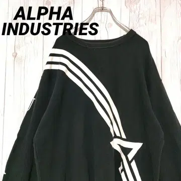 알파인더스트리 맨투맨 레어 디자인 블랙 L 밀리터리