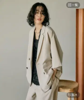 LEPSIM 린넨 라이크 드라이 시리즈 루즈 W5분 소매 자켓 베이지