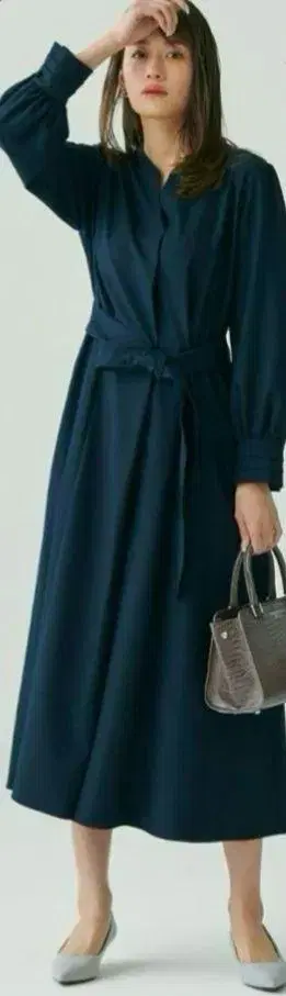 플라스테 스키퍼넥 원피스 긴팔 네이비 S
