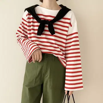 6 ROKU 유나이티드 애로우즈 마린 보더 티셔츠 긴팔