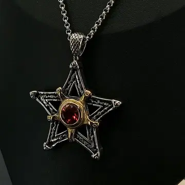 빈티지 실버 스타 지르코니아 목걸이 펜던트