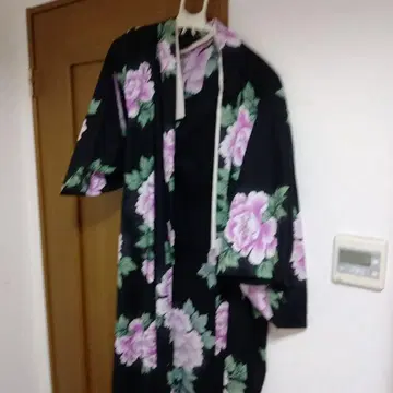 레어 에고이스트 블랙 보라색 모란 패턴 유카타 프리 사이즈
