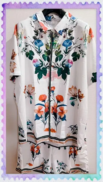 새상품 꽃무늬 집업 반팔 셔츠 XL