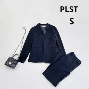 플라스테 팬츠 수트 S 셋업 노카라 자켓 네이비