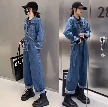 데님 오버롤 벨트 포함