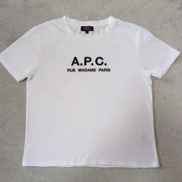 A.P.C. 화이트 티셔츠 S 네이비 컬러 로고 자수
