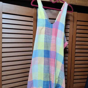 멀티 컬러 체크 무늬 와이드 팬츠 원피스